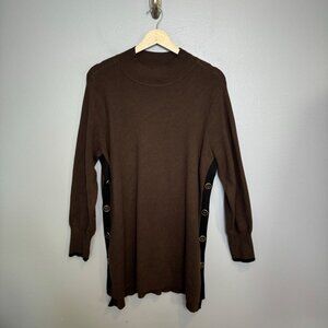 CHICO'S side button mock neck tunic sweater contrasting trim size 2 or L